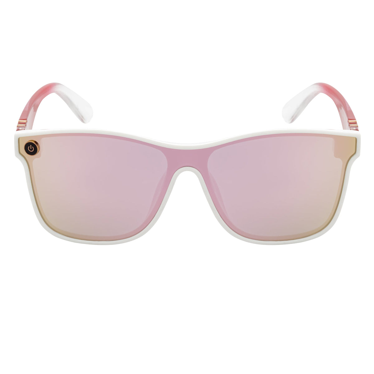 ZENITH - Mono Lens Shield Horn Rimmed Sunglasses White Red Pink Mirror