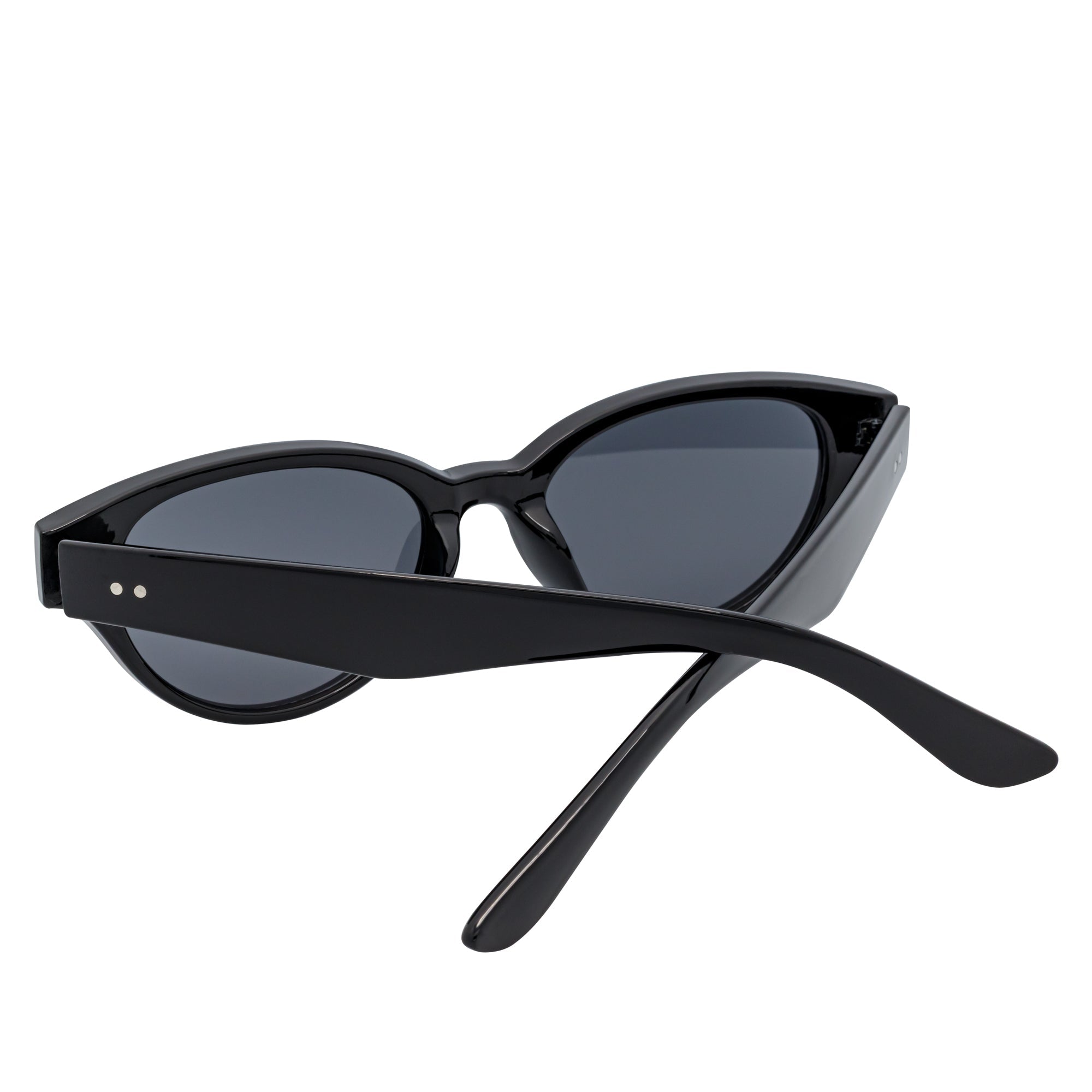 ZION - Small Oval Cat Eye Sunglasses Black Smoke