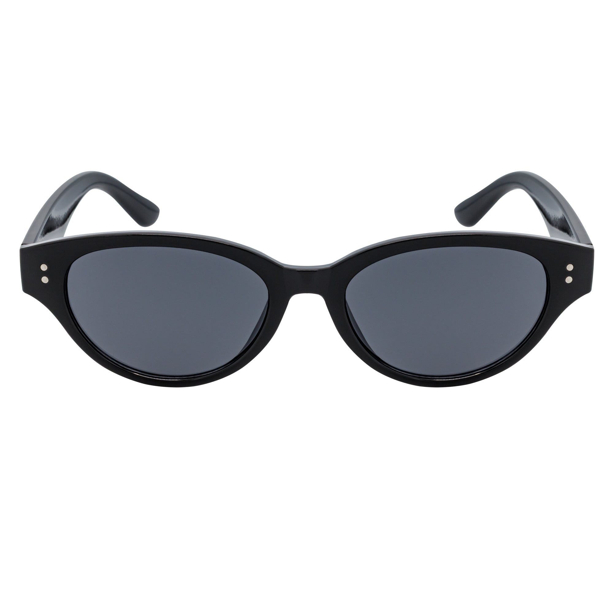 ZION - Small Oval Cat Eye Sunglasses Black Smoke