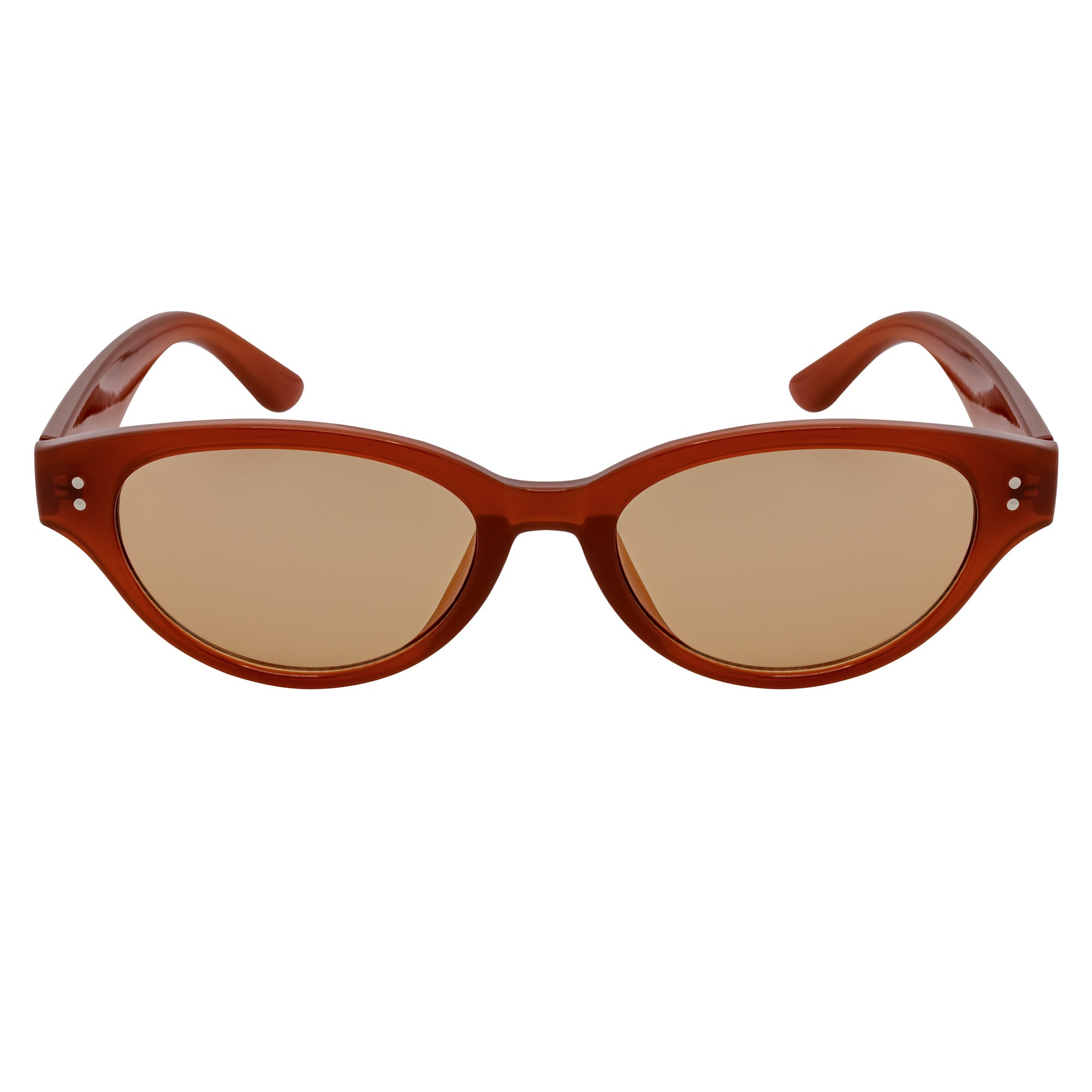 ZION - Small Oval Cat Eye Sunglasses Brown Light-Tan