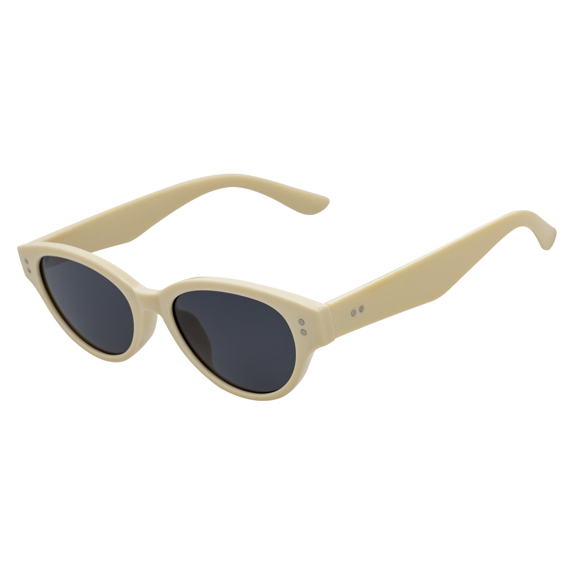 ZION - Small Oval Cat Eye Sunglasses Creme Smoke