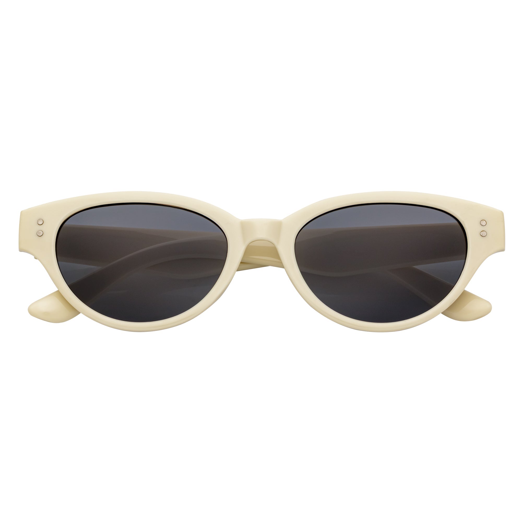 ZION - Small Oval Cat Eye Sunglasses Creme Smoke