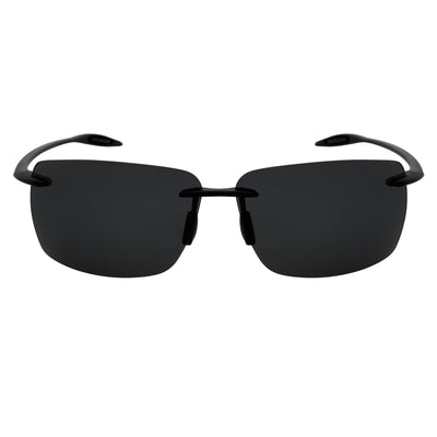 MAUI - Rimless TR90 Thin Sports Wrap Sunglasses Matte Black Smoke Polarized