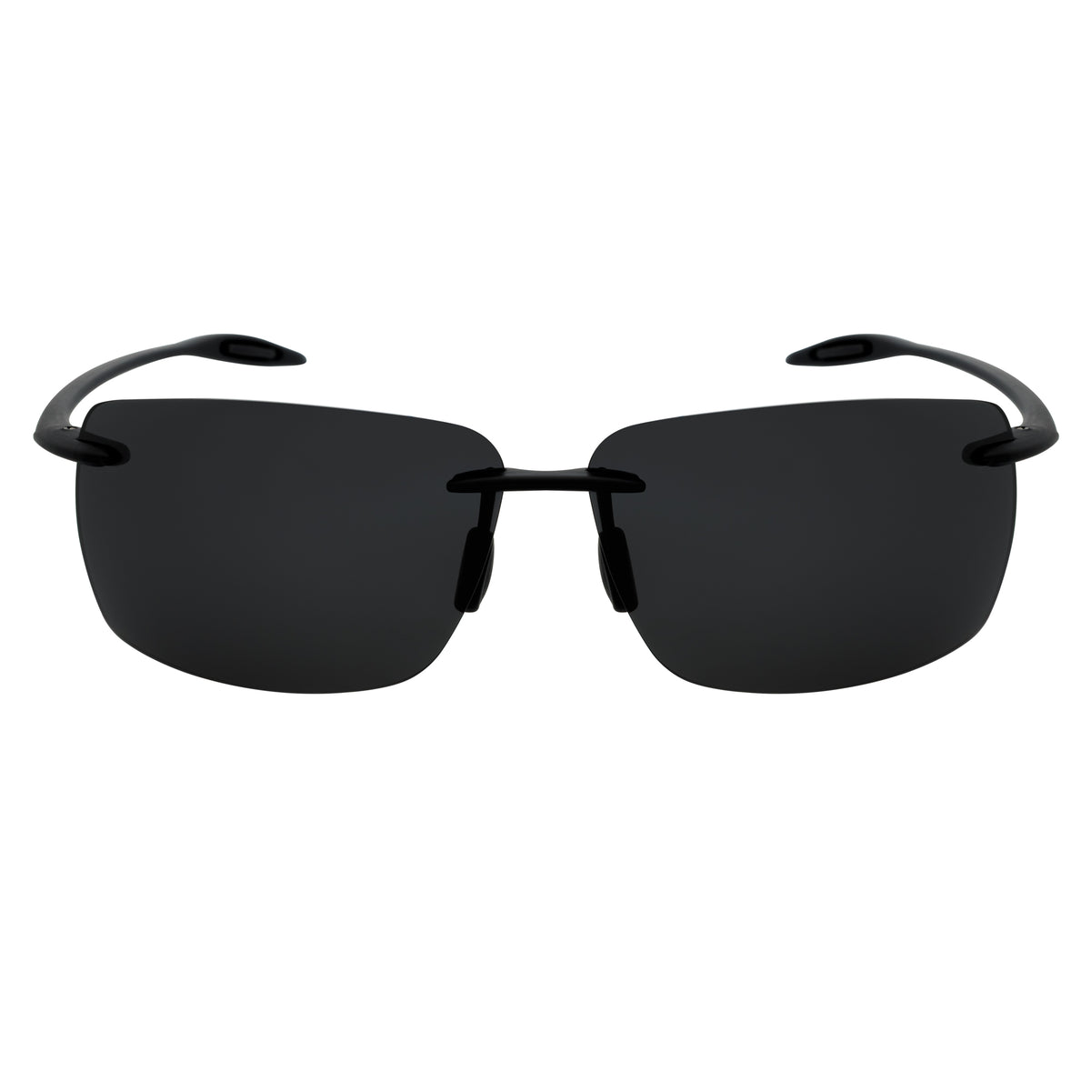 MAUI - Rimless TR90 Thin Sports Wrap Sunglasses Matte Black Smoke Polarized