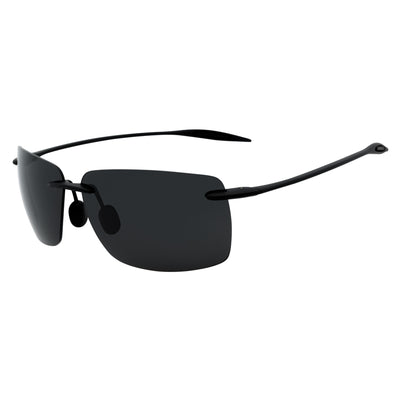 MAUI - Rimless TR90 Thin Sports Wrap Sunglasses Matte Black Smoke Polarized