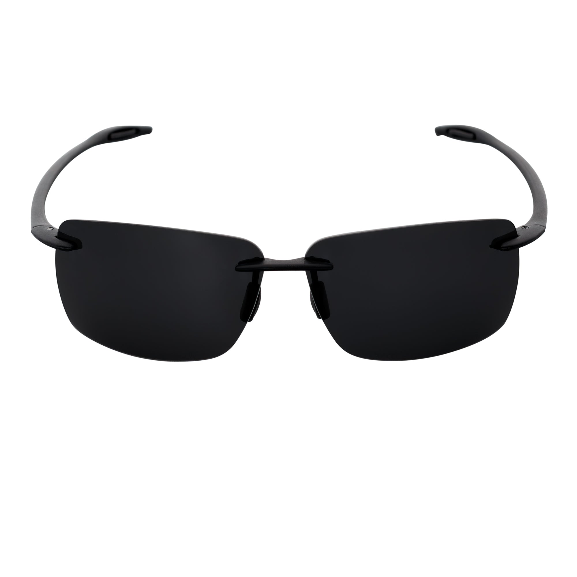 MAUI - Rimless TR90 Thin Sports Wrap Sunglasses Matte Black Smoke Polarized