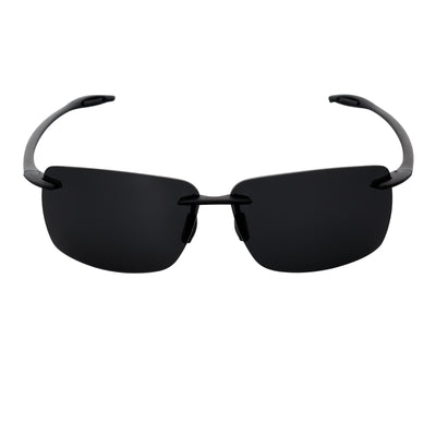 MAUI - Rimless TR90 Thin Sports Wrap Sunglasses Matte Black Smoke Polarized