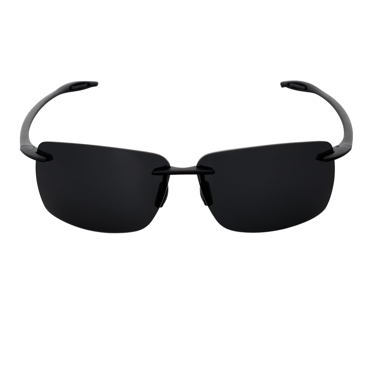MAUI - Rimless TR90 Thin Sports Wrap Sunglasses Matte Black Smoke Polarized