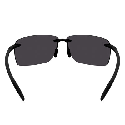 MAUI - Rimless TR90 Thin Sports Wrap Sunglasses Black Blue Mirror Polarized