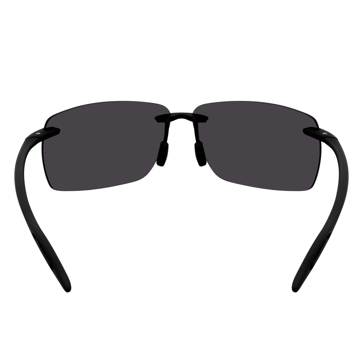 MAUI - Rimless TR90 Thin Sports Wrap Sunglasses Black Blue Mirror Polarized