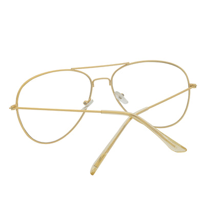 THOMPSON - Classic Blue Light Metal Aviator Matte Gold Clear Lens Glasses 50mm