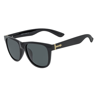 PRESTON - Polarized Large Horn Rimmed Sunglasses Gloss Black Smoke Tint