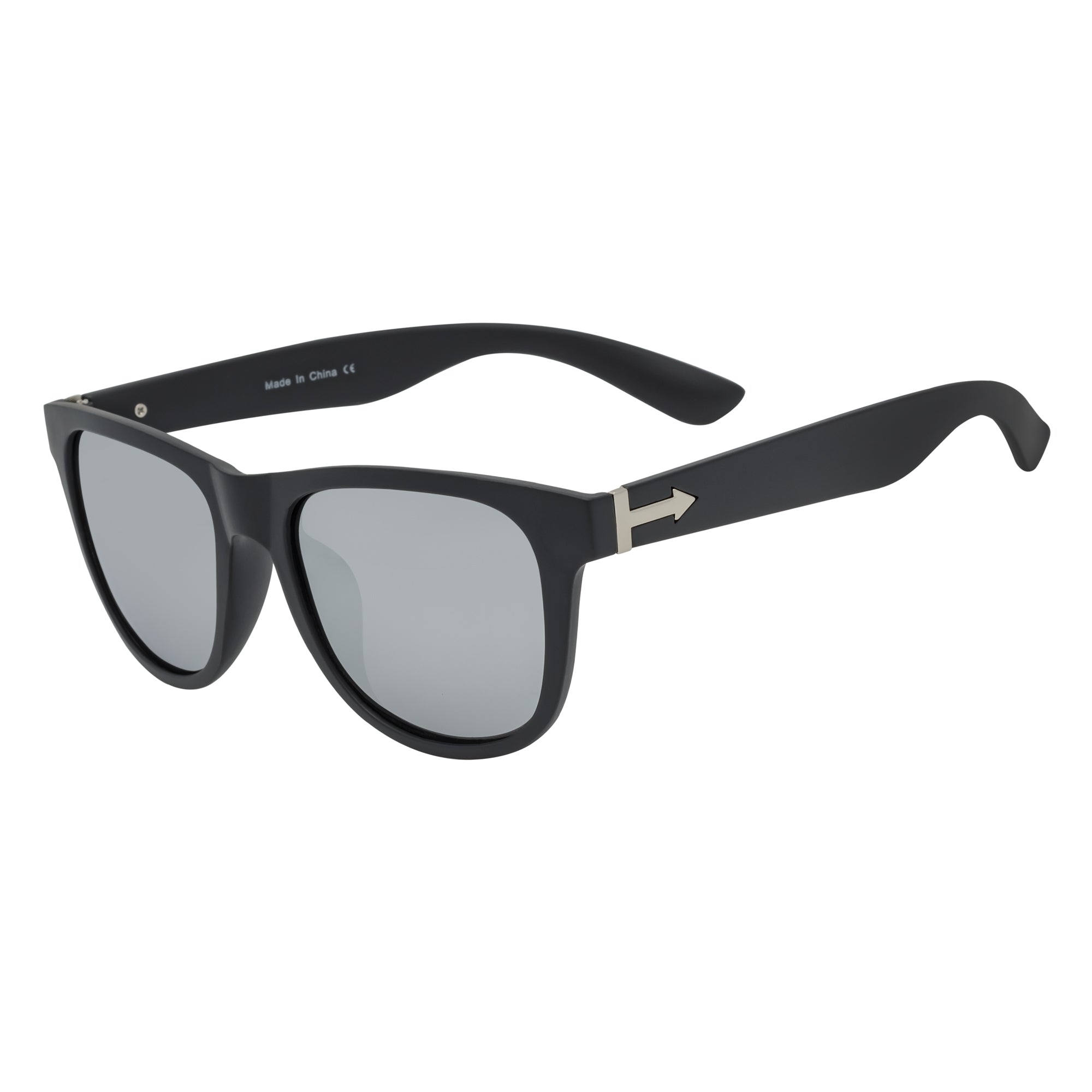 PRESTON - Polarized Large Horn Rimmed Sunglasses Matte Black Silver Mirror
