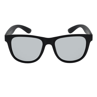 PRESTON - Polarized Large Horn Rimmed Sunglasses Matte Black Silver Mirror