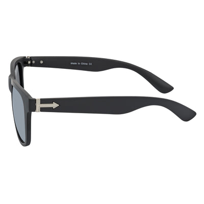 PRESTON - Polarized Large Horn Rimmed Sunglasses Matte Black Silver Mirror