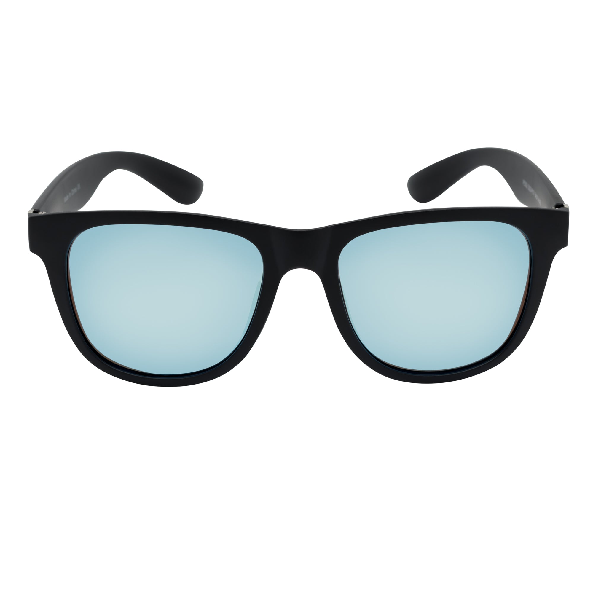 PRESTON - Polarized Large Horn Rimmed Sunglasses Matte Black Blue Mirror