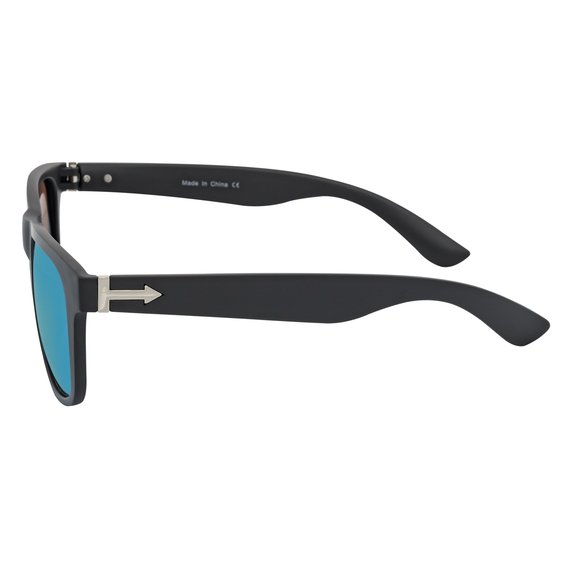 PRESTON - Polarized Large Horn Rimmed Sunglasses Matte Black Blue Mirror