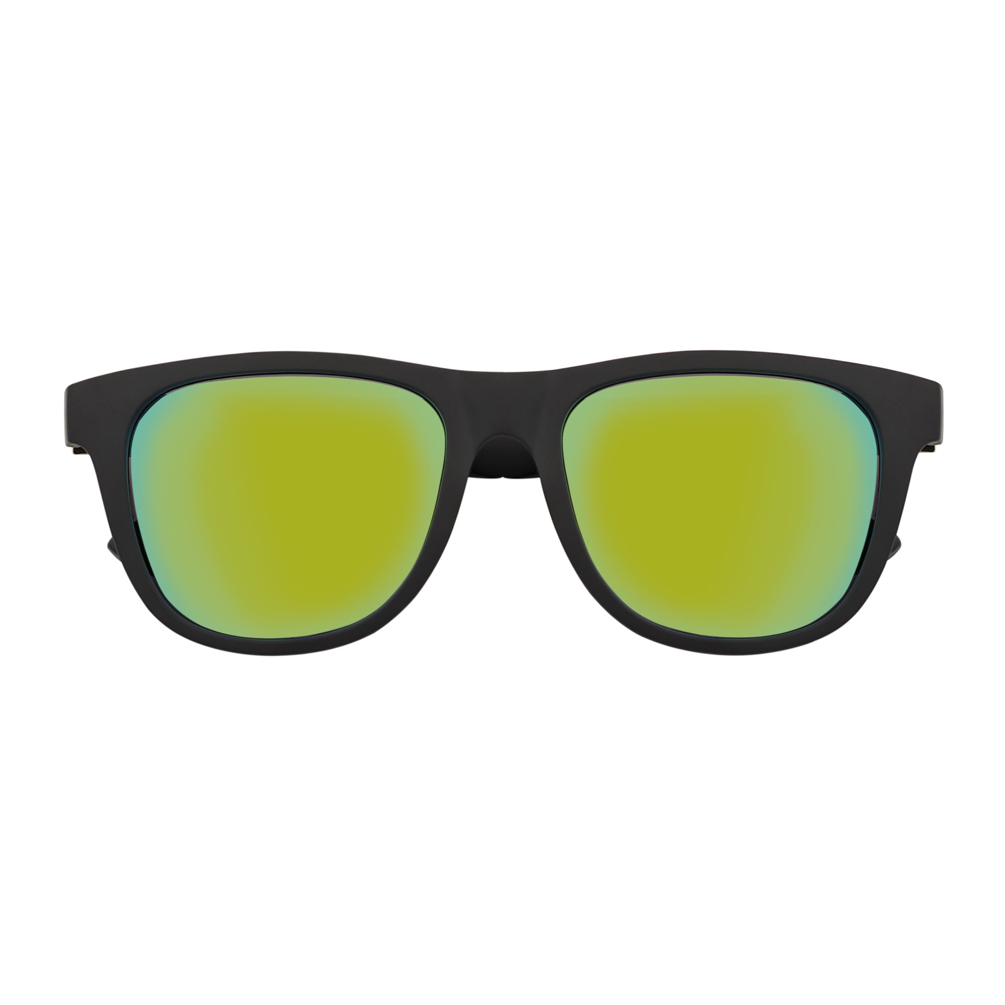 PRESTON - Polarized Large Horn Rimmed Sunglasses Matte Black Yellow Mirror