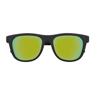 PRESTON - Polarized Large Horn Rimmed Sunglasses Matte Black Yellow Mirror