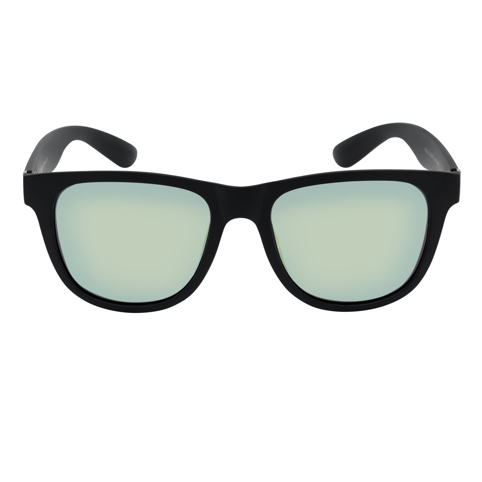 PRESTON - Polarized Large Horn Rimmed Sunglasses Matte Black Yellow Mirror