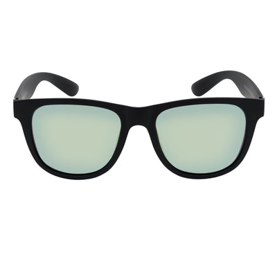 PRESTON - Polarized Large Horn Rimmed Sunglasses Matte Black Yellow Mirror