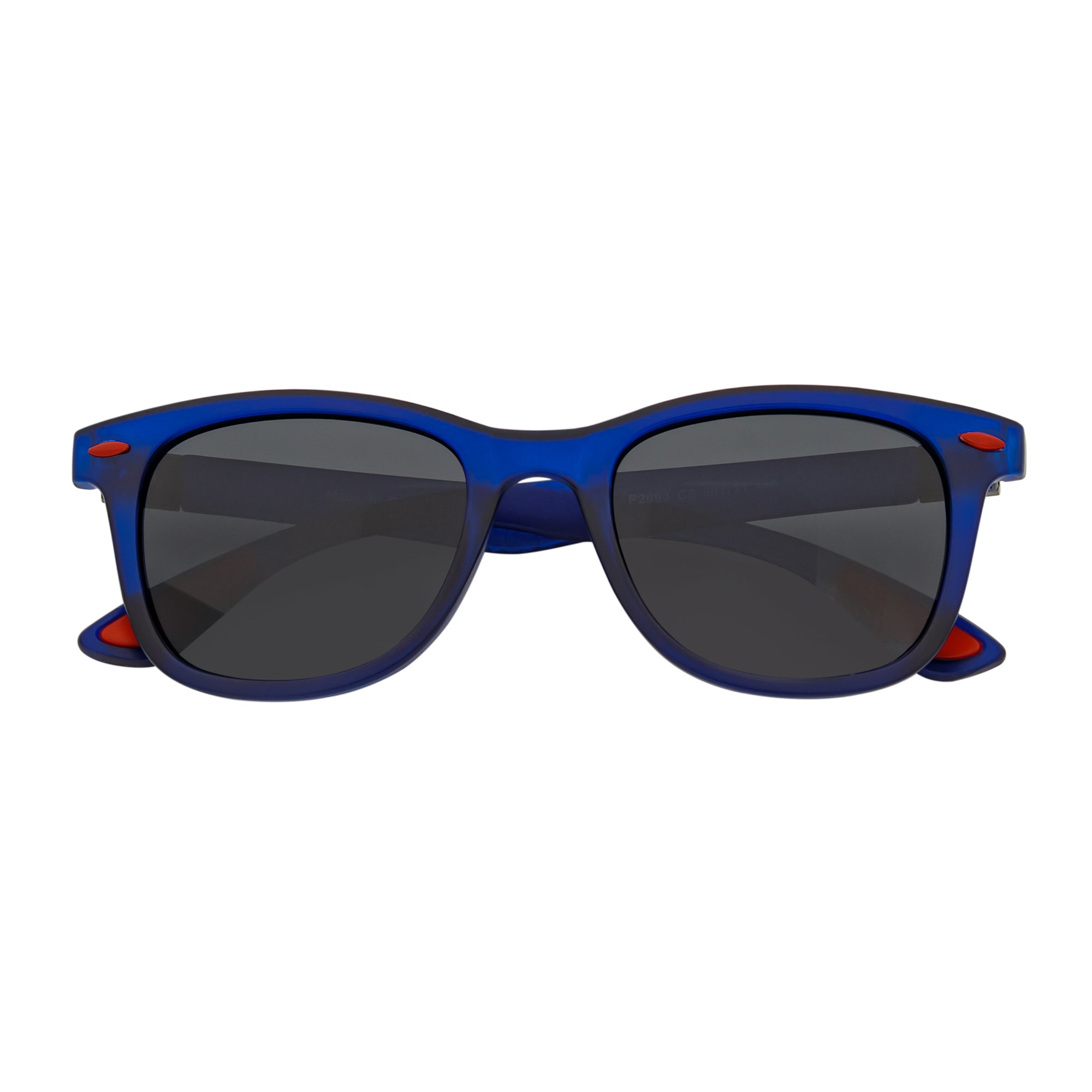 WAYSPORT - Polarized Horn Rimmed Sunglasses Matte Blue Smoke Lens