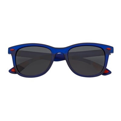 WAYSPORT - Polarized Horn Rimmed Sunglasses Matte Blue Smoke Lens