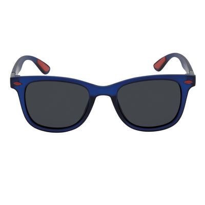 WAYSPORT - Polarized Horn Rimmed Sunglasses Matte Blue Smoke Lens