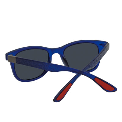 WAYSPORT - Polarized Horn Rimmed Sunglasses Matte Blue Smoke Lens