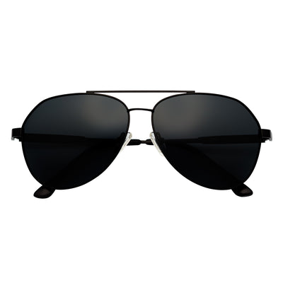 PENTAGON - Polarized Teardrop Metal Aviator Black Sunglasses Smoke Lens