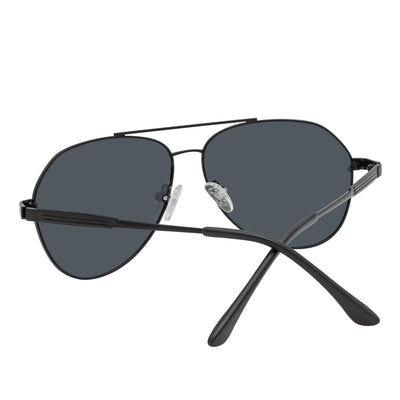 PENTAGON - Polarized Teardrop Metal Aviator Black Sunglasses Smoke Lens