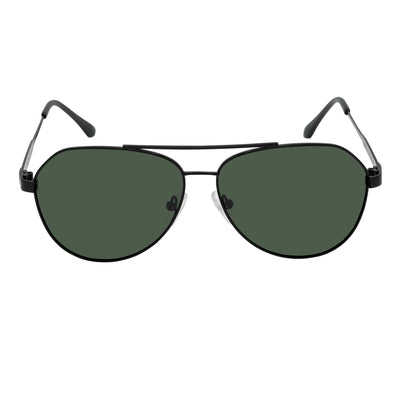 PENTAGON - Polarized Teardrop Metal Aviator Black Sunglasses Green Lens