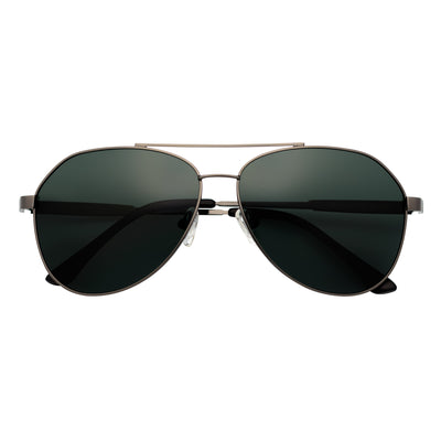 PENTAGON - Polarized Teardrop Metal Aviator Gunmetal Sunglasses Green Lens