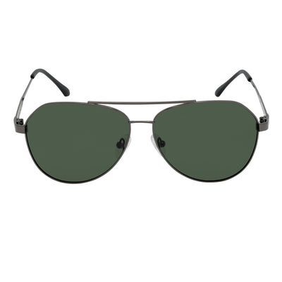 PENTAGON - Polarized Teardrop Metal Aviator Gunmetal Sunglasses Green Lens
