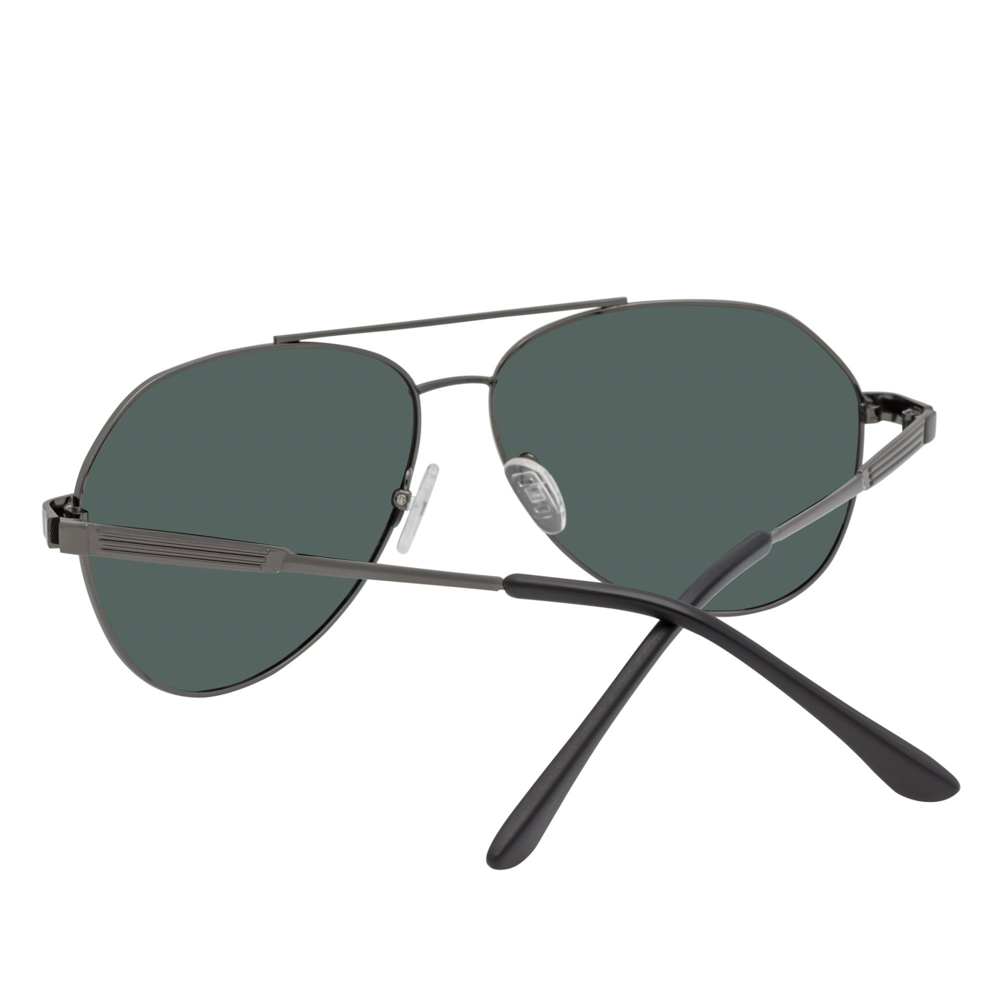 PENTAGON - Polarized Teardrop Metal Aviator Gunmetal Sunglasses Green Lens