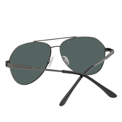 PENTAGON - Polarized Teardrop Metal Aviator Gunmetal Sunglasses Green Lens