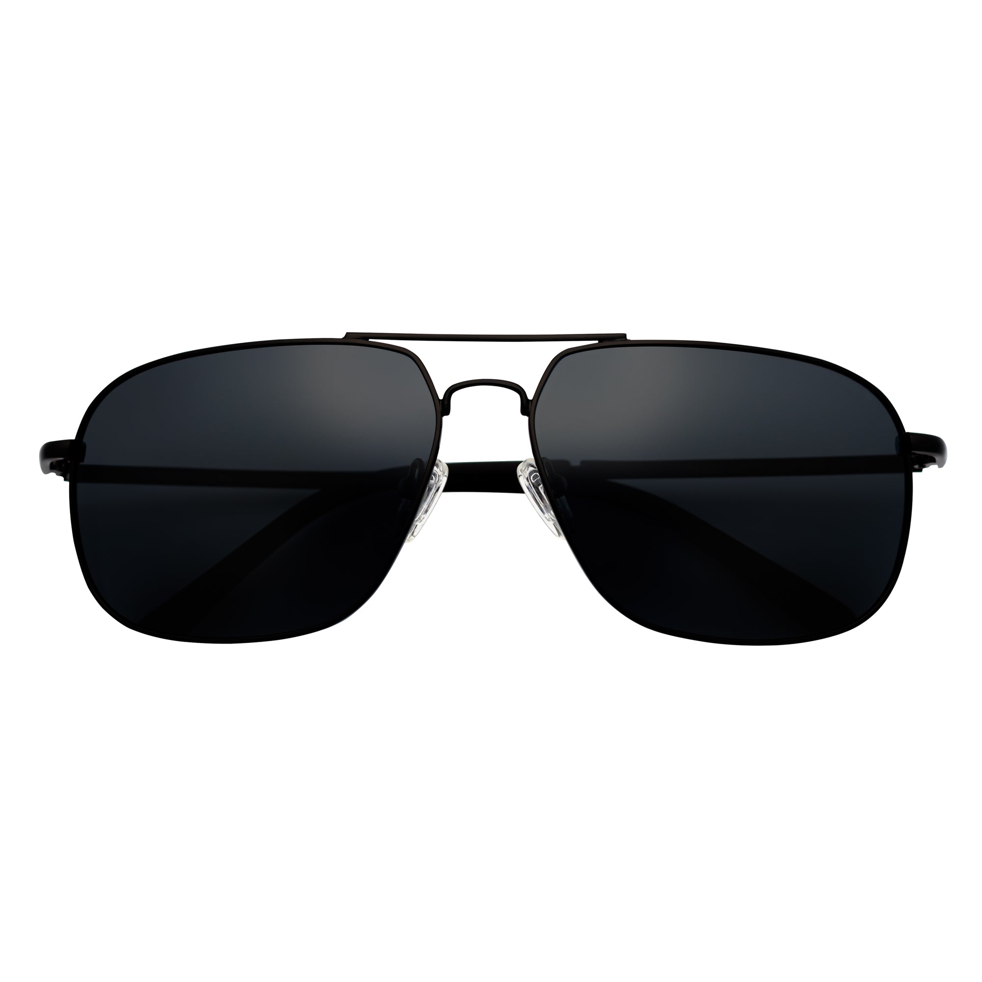 ANDERSON - Polarized Metal Square Aviator Sunglasses Black Smoke Lens