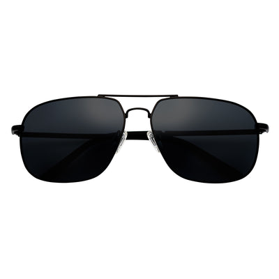 ANDERSON - Polarized Metal Square Aviator Sunglasses Black Smoke Lens
