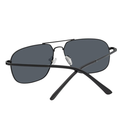 ANDERSON - Polarized Metal Square Aviator Sunglasses Black Smoke Lens