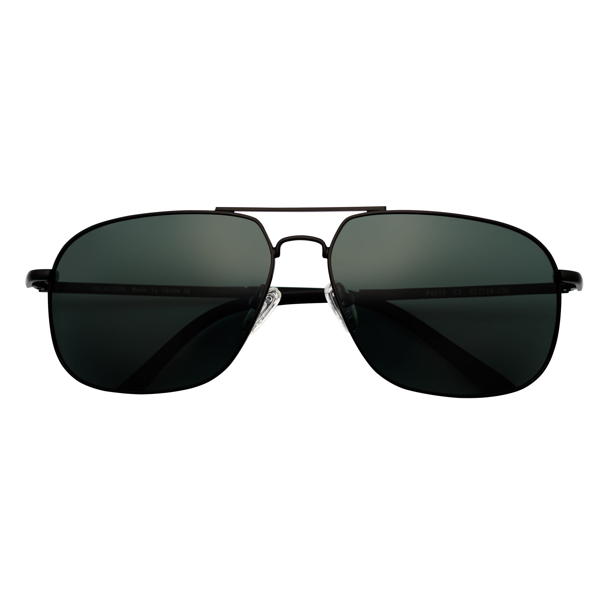 ANDERSON - Polarized Metal Square Aviator Black Sunglasses Green Lens