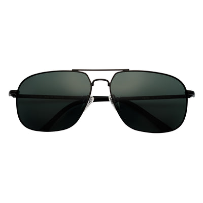 ANDERSON - Polarized Metal Square Aviator Black Sunglasses Green Lens