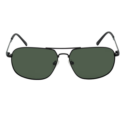 ANDERSON - Polarized Metal Square Aviator Black Sunglasses Green Lens