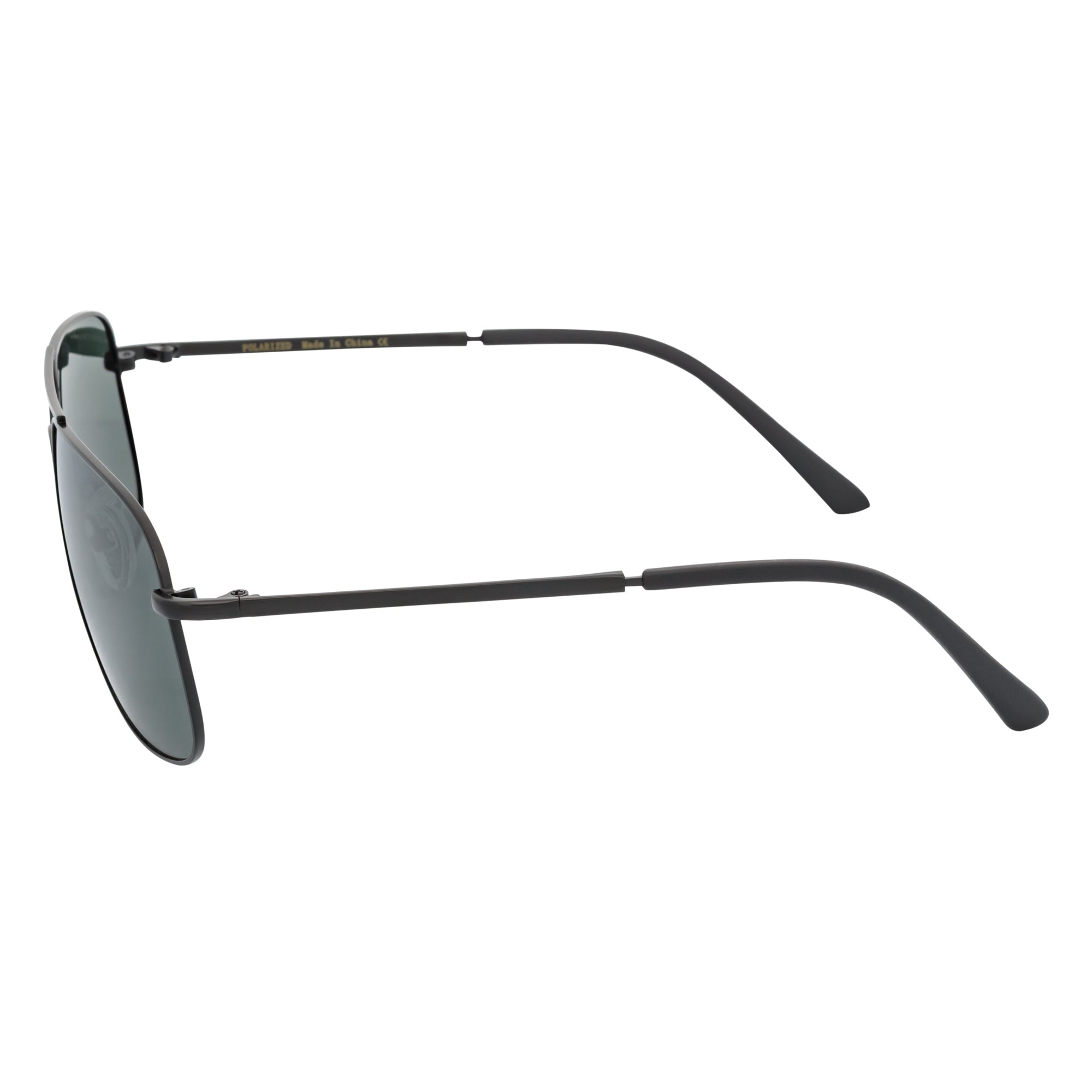 ANDERSON - Polarized Metal Square Aviator Black Sunglasses Green Lens