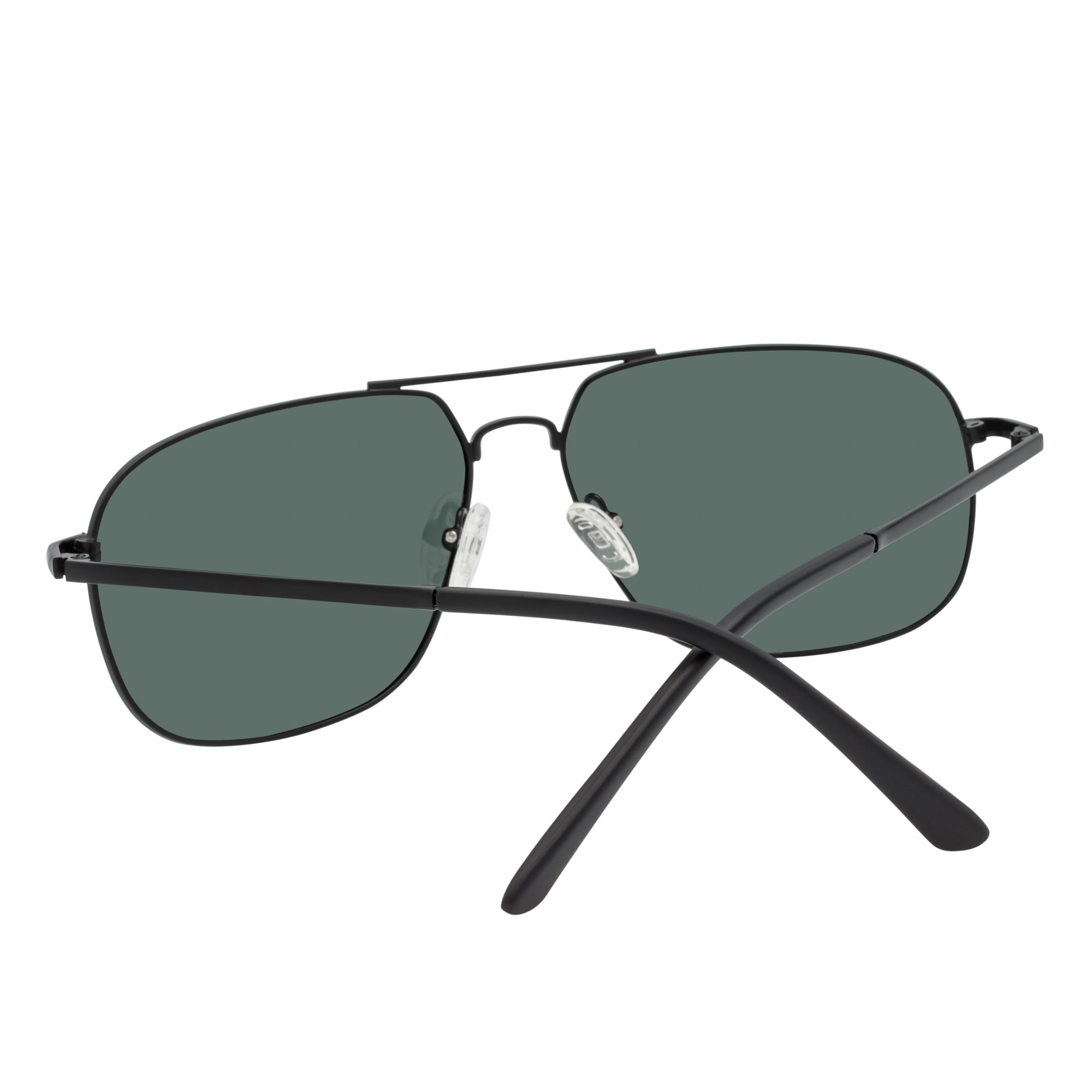 ANDERSON - Polarized Metal Square Aviator Black Sunglasses Green Lens
