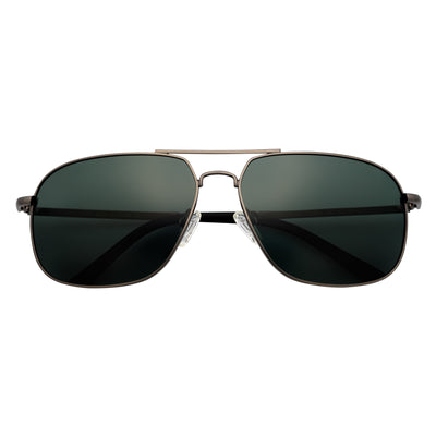 ANDERSON - Polarized Metal Square Aviator Gunmetal Sunglasses Green Lens