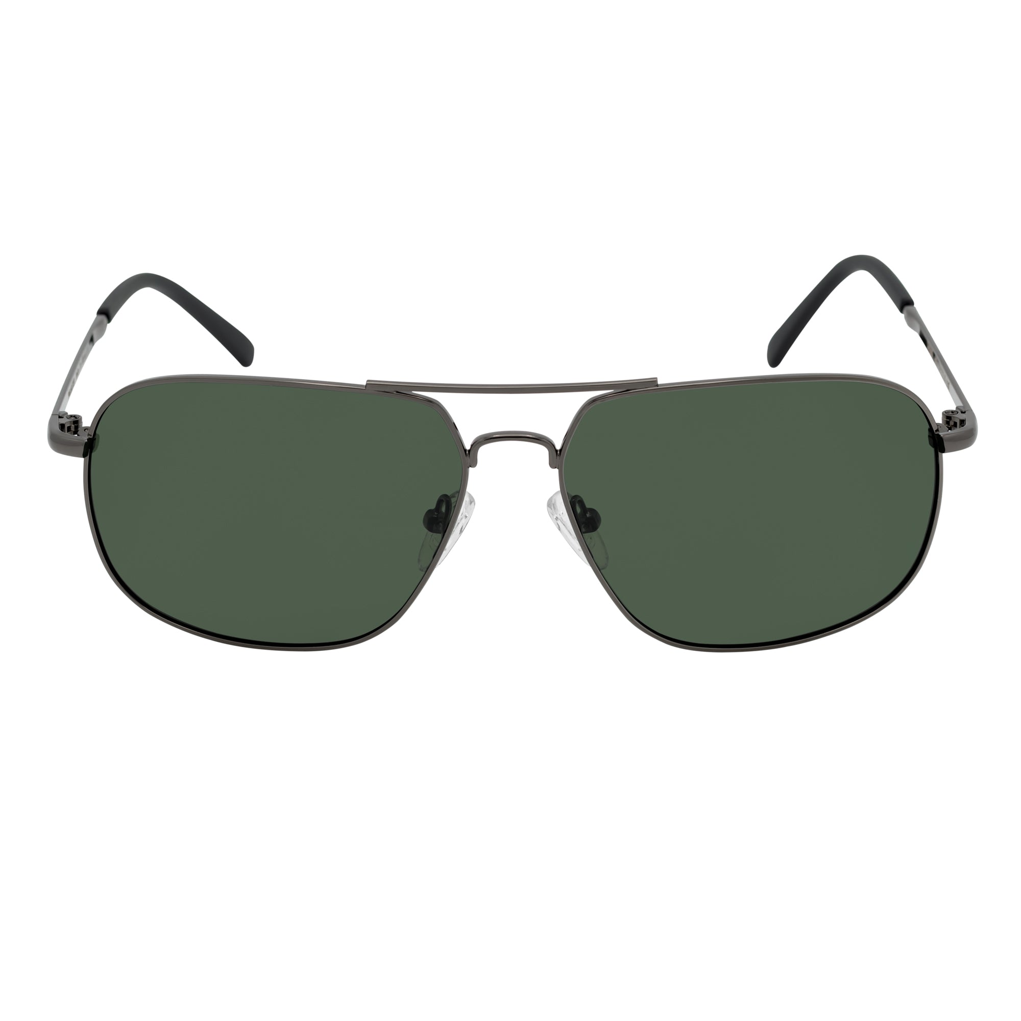 ANDERSON - Polarized Metal Square Aviator Gunmetal Sunglasses Green Lens