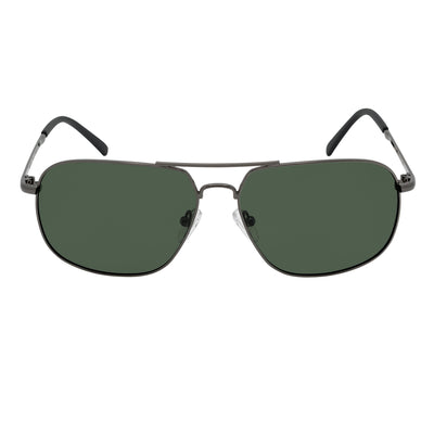 ANDERSON - Polarized Metal Square Aviator Gunmetal Sunglasses Green Lens