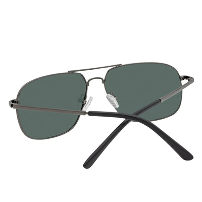 ANDERSON - Polarized Metal Square Aviator Gunmetal Sunglasses Green Lens
