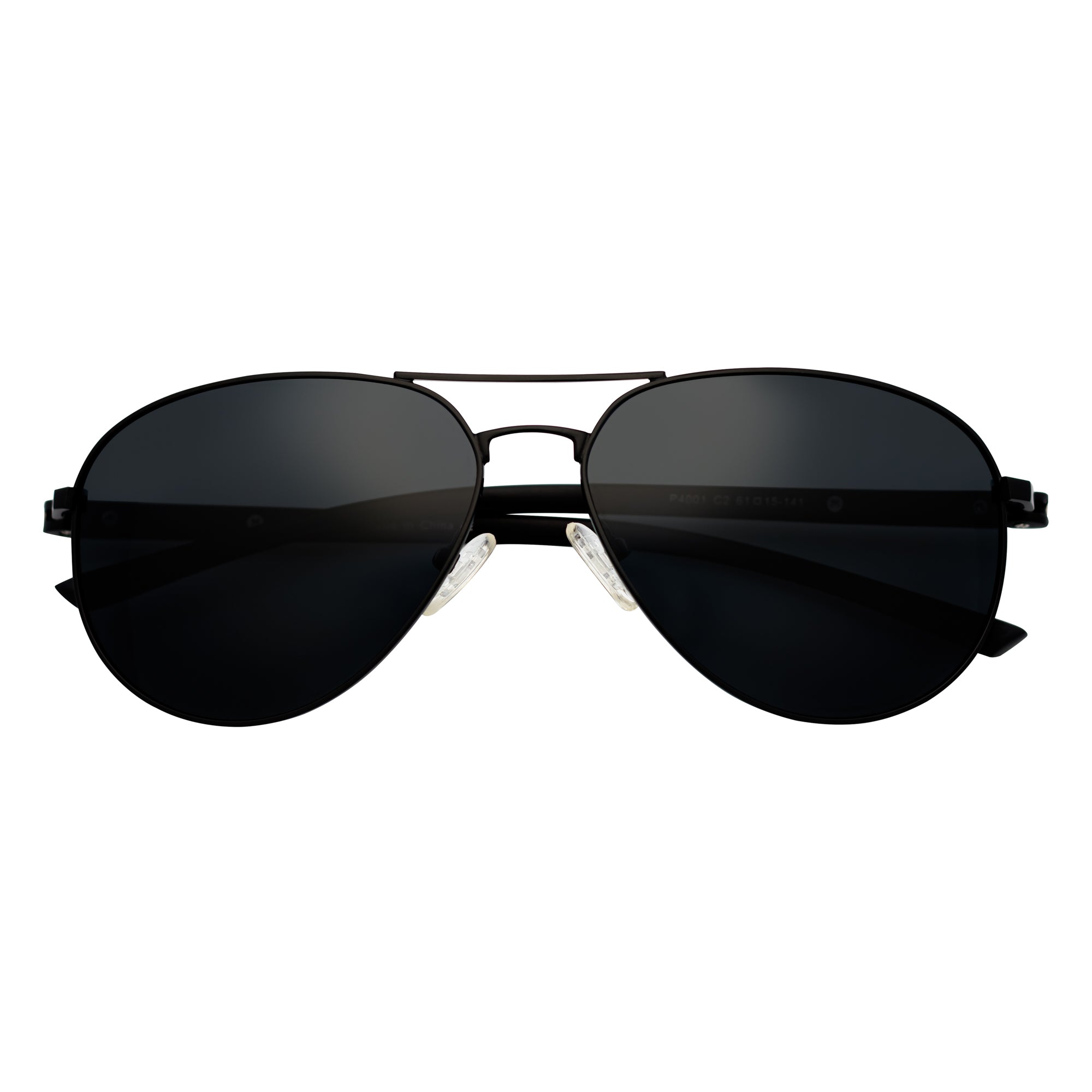 LAWRENCE - Polarized Round Metal Aviator Black Sunglasses Smoke Lens