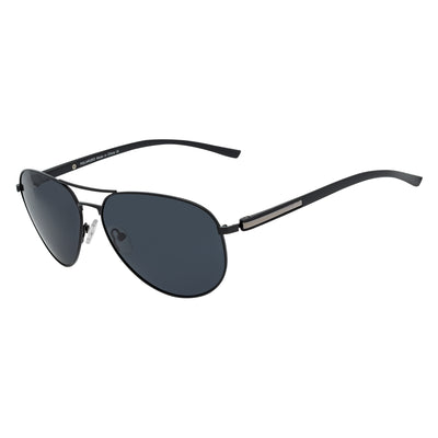 LAWRENCE - Polarized Round Metal Aviator Black Sunglasses Smoke Lens